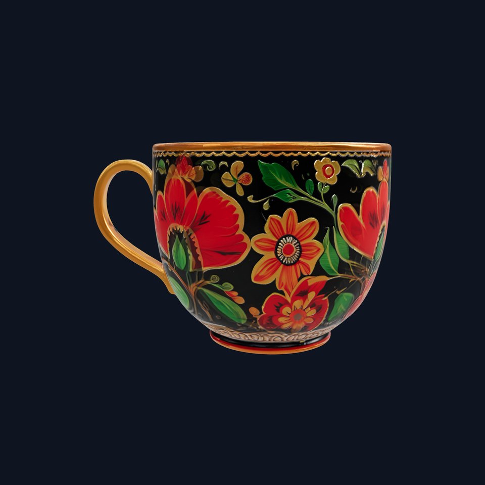 Decorative Floral Mug Model Pack